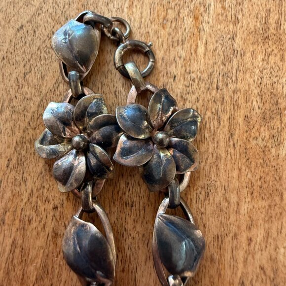 Real Vintage Antique Gold-and-Copper-Tone Rose Floral Necklace - Picture 5 of 7